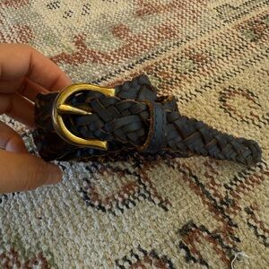 Madewell Navy Braided Belt with Gold Buckle